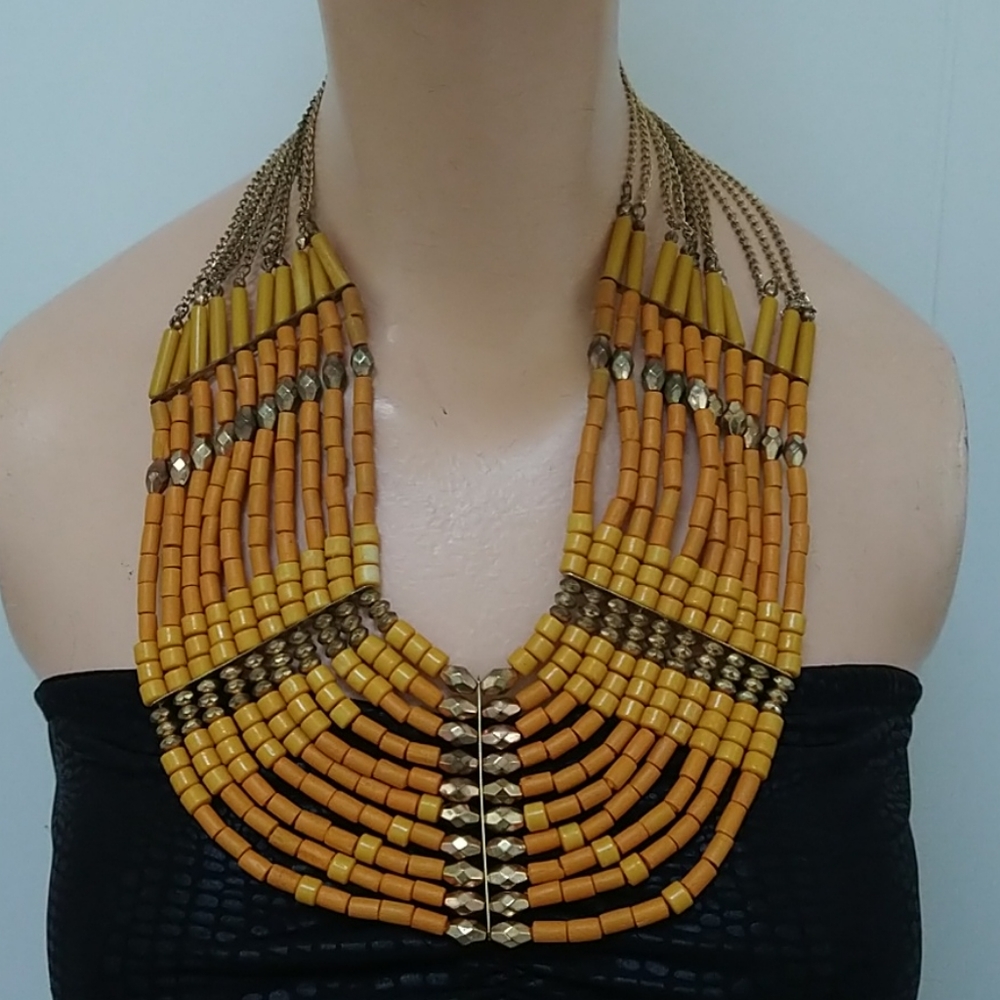 Large Statement Bib beaded necklace
